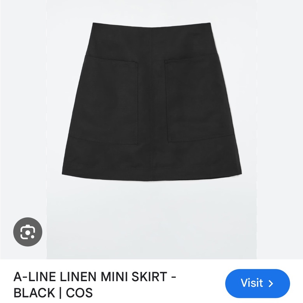 NWT COS Black A-Line Linen Mini Skirt